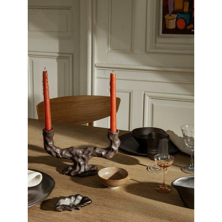 Ferm Living Ditto Candle Holder dubbel, mörkbrun