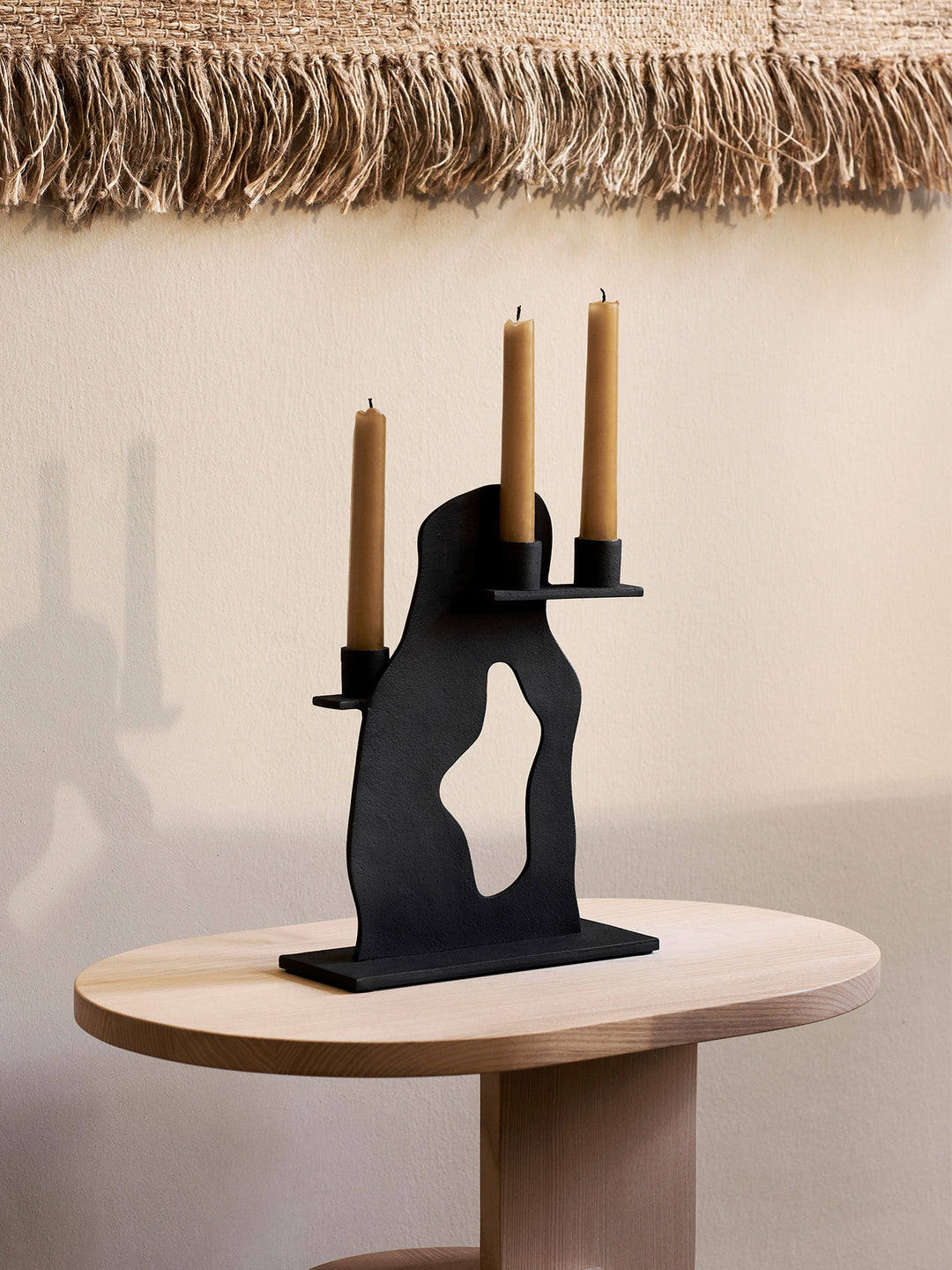 Ferm Living Erode Candle Holder, Black Ál