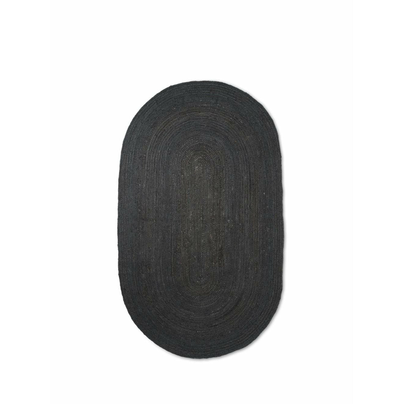 Alfombra de yute oval eterna de ferm viviente alfombra pequeña, negra