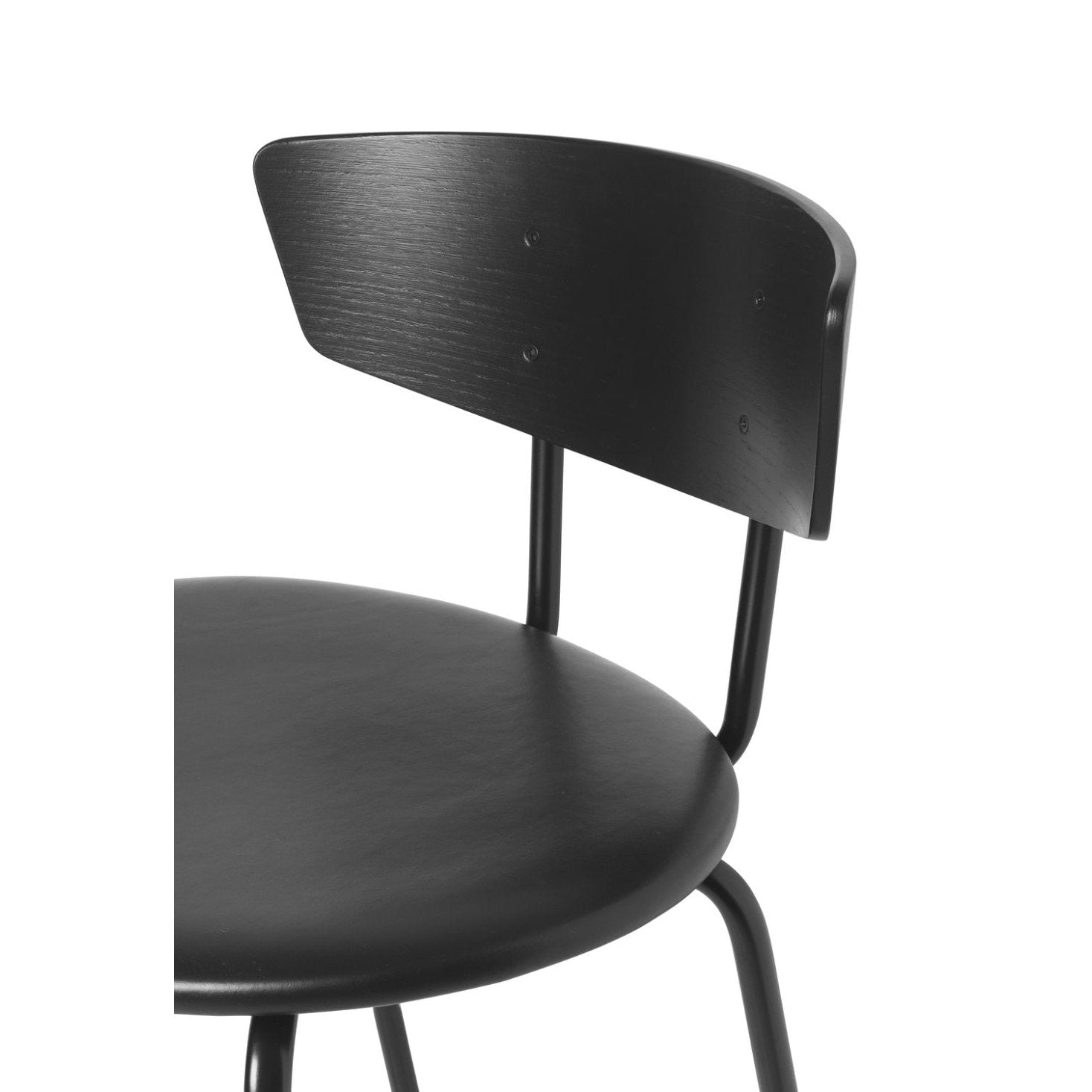 Ferm Living Herman Bar Chair, Schwarz/Schwarzes Leder, Niedrig