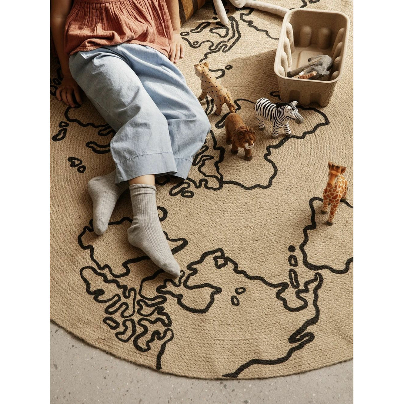 Ferm Living Jute tapijt klein, wereld