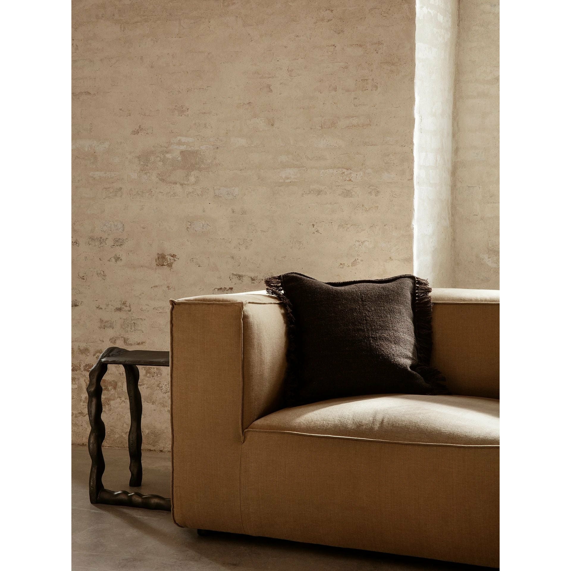 Ferm Living Kelim Fringe Cushion grande, melange scuro