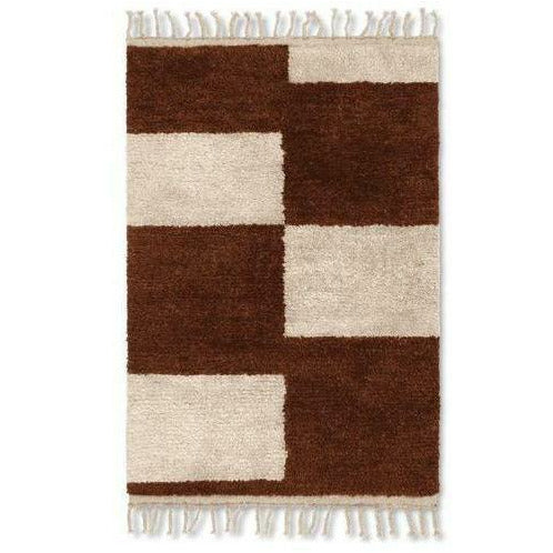 Ferm Living Mara Handnotted Carpet 120x180 cm, Dark Brick/Off White