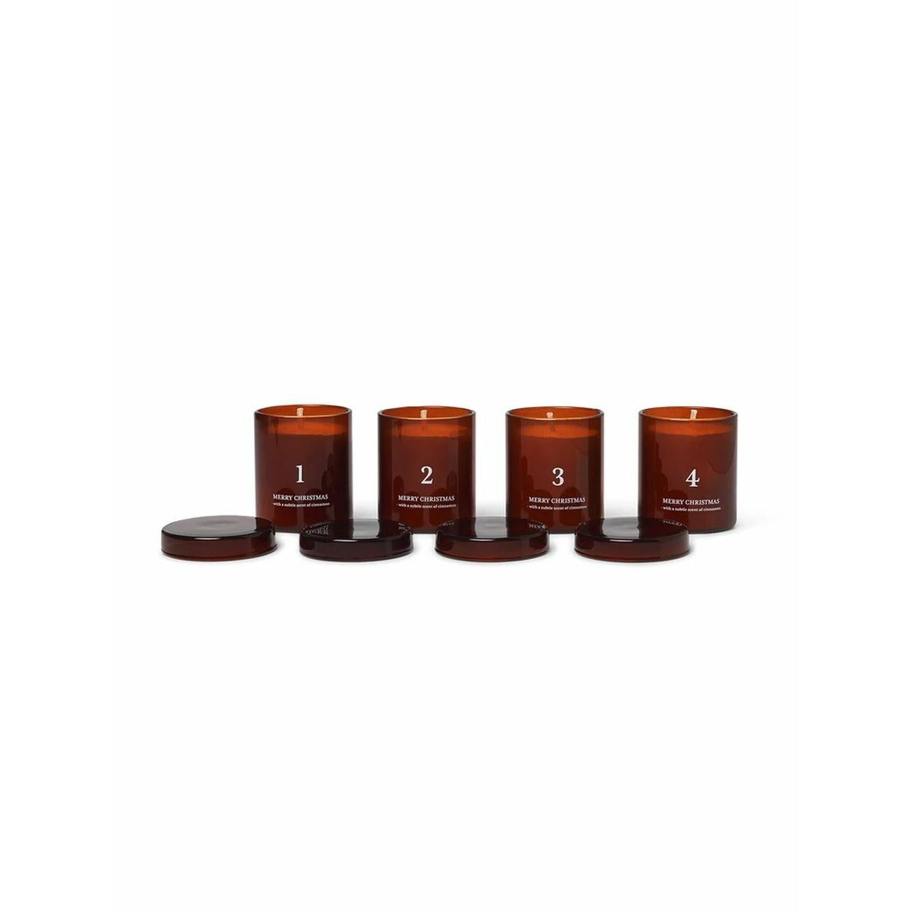 Conjunto de velas perfumadas de adviento perfumado de Ferm Living de 4, rojo/marrón