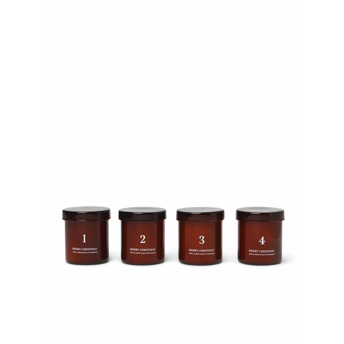 Conjunto de velas perfumadas de adviento perfumado de Ferm Living de 4, rojo/marrón