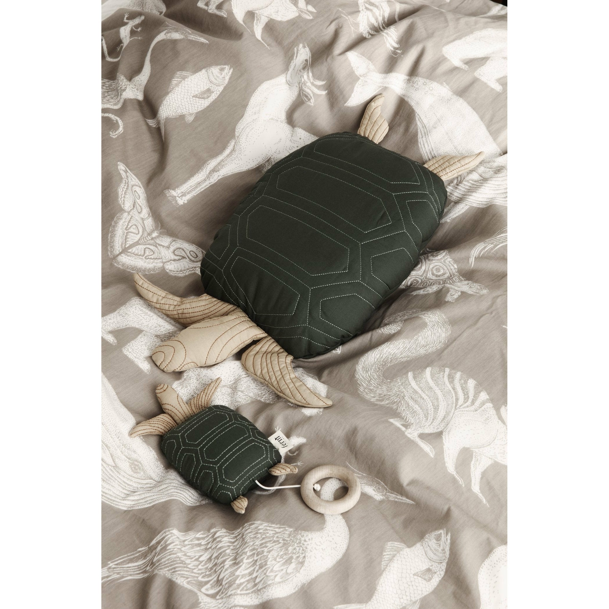 Ferm Living Turtle Quilted Pillow, Deep Forest