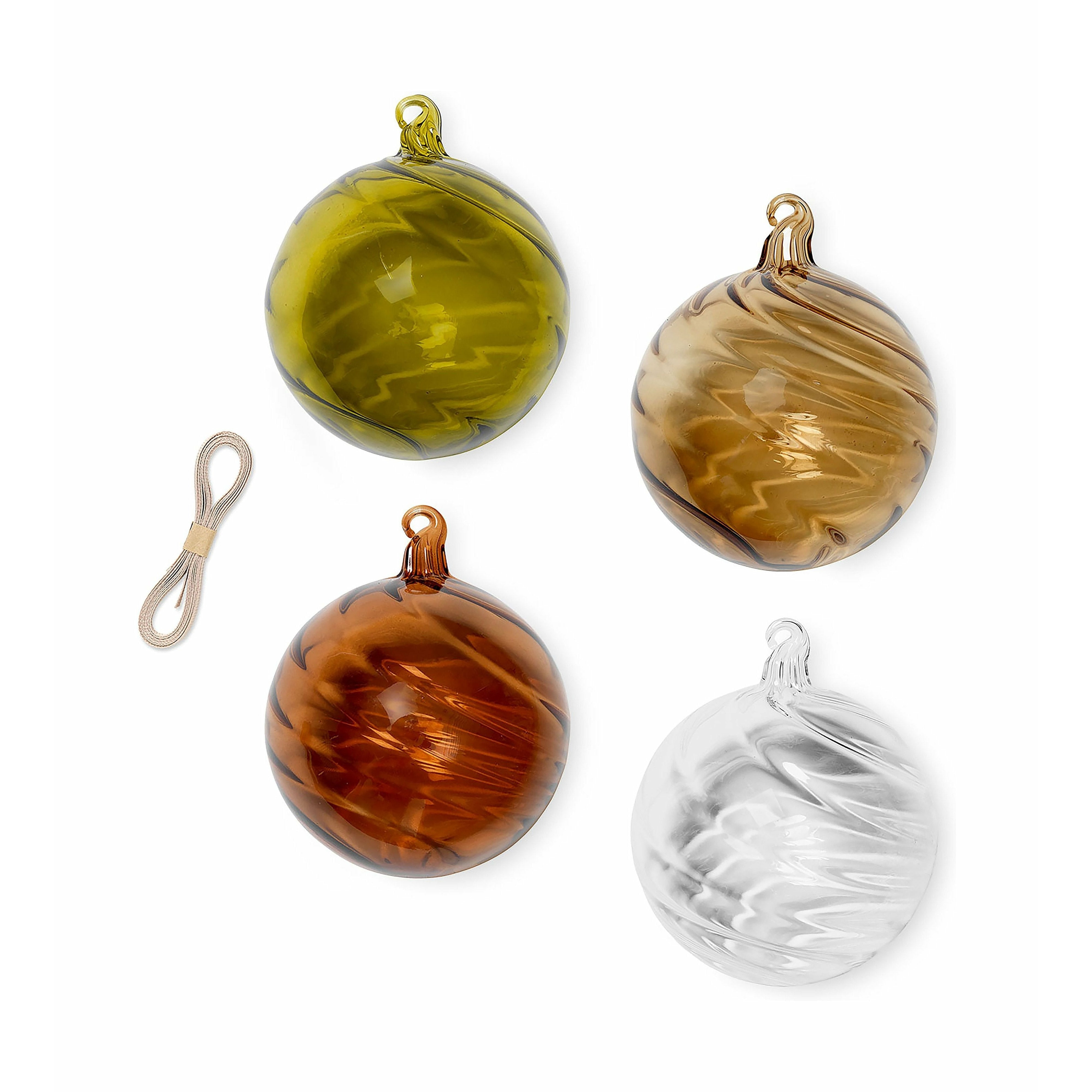 Ferm Living Twirl -ornamenter sæt på 4, Øx H 10x11 cm