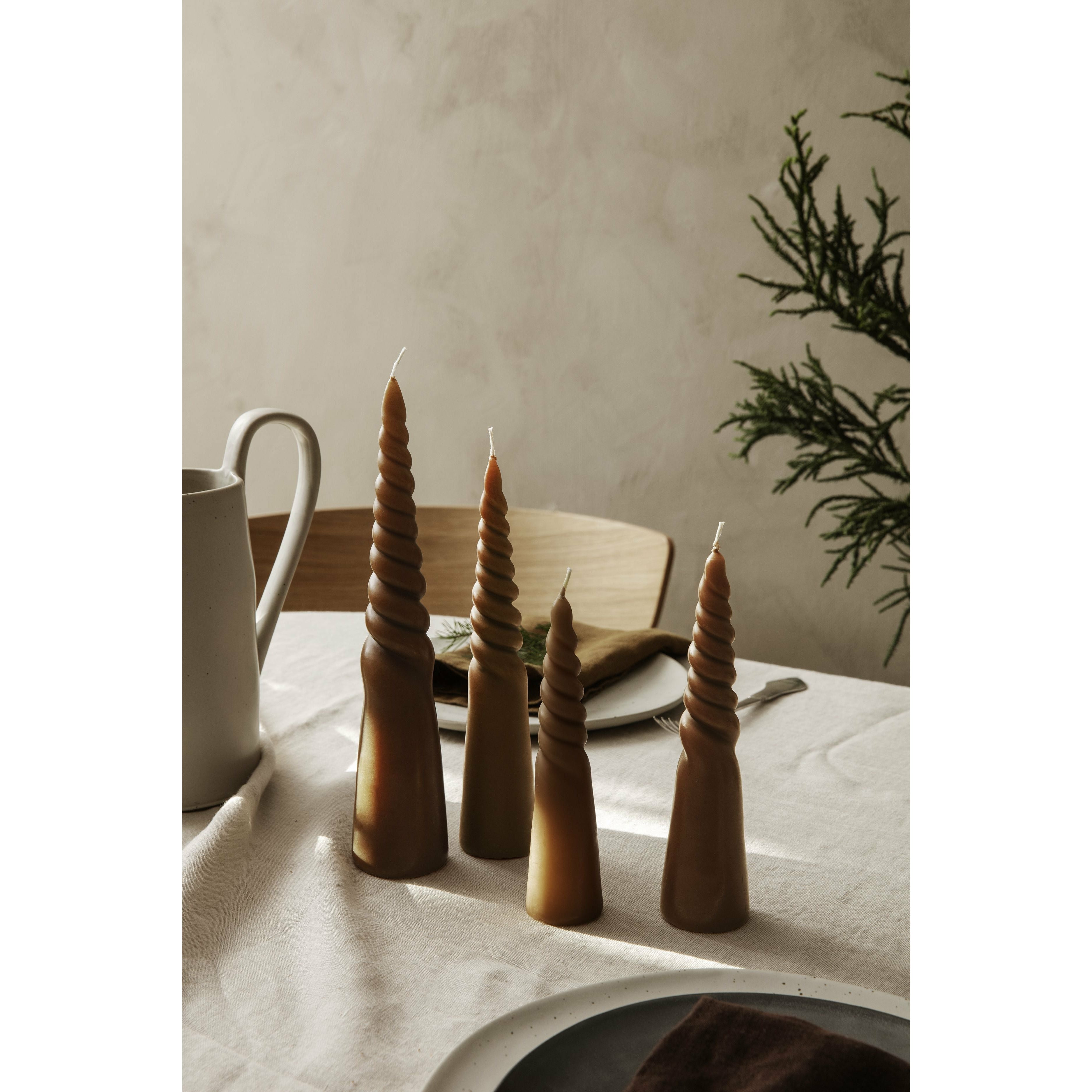 Ferm Living Twisted Candles Set Of 4, Amber
