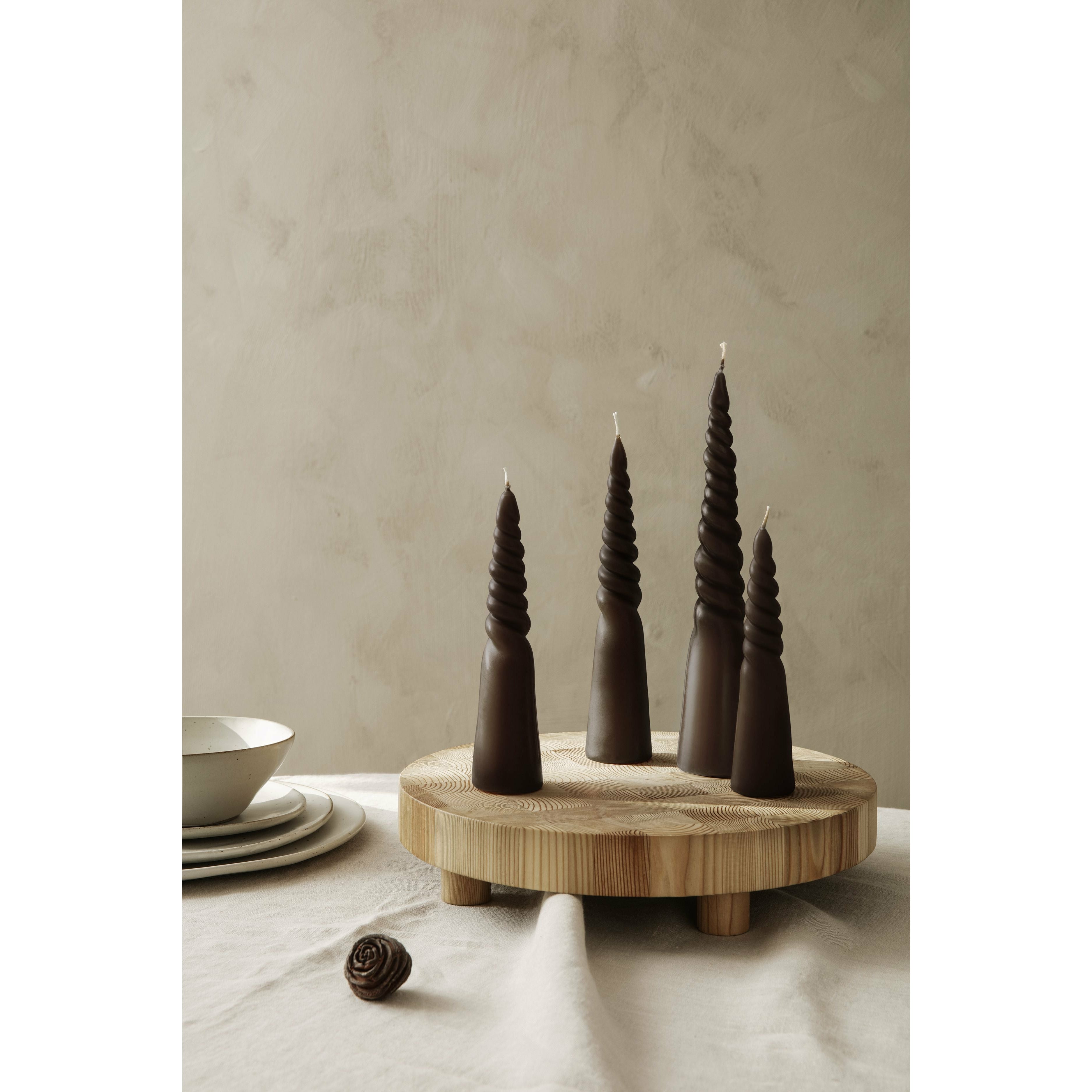 Ferm Living Twisted Candles Set di 4, Brown