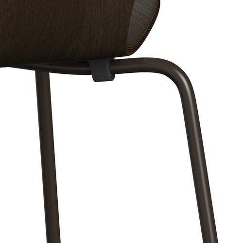 Fritz Hansen 3107 Stuhl ungepolstert, Braunbronze/dunkel gebeizte Eiche