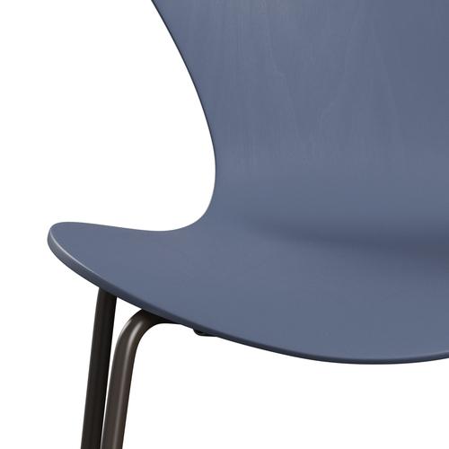 Fritz Hansen 3107 Stol UnupHolstered, brun bronze/farvet aske med skumring blå