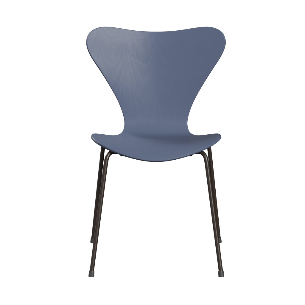 Fritz Hansen 3107 Stol UnupHolstered, brun bronze/farvet aske med skumring blå