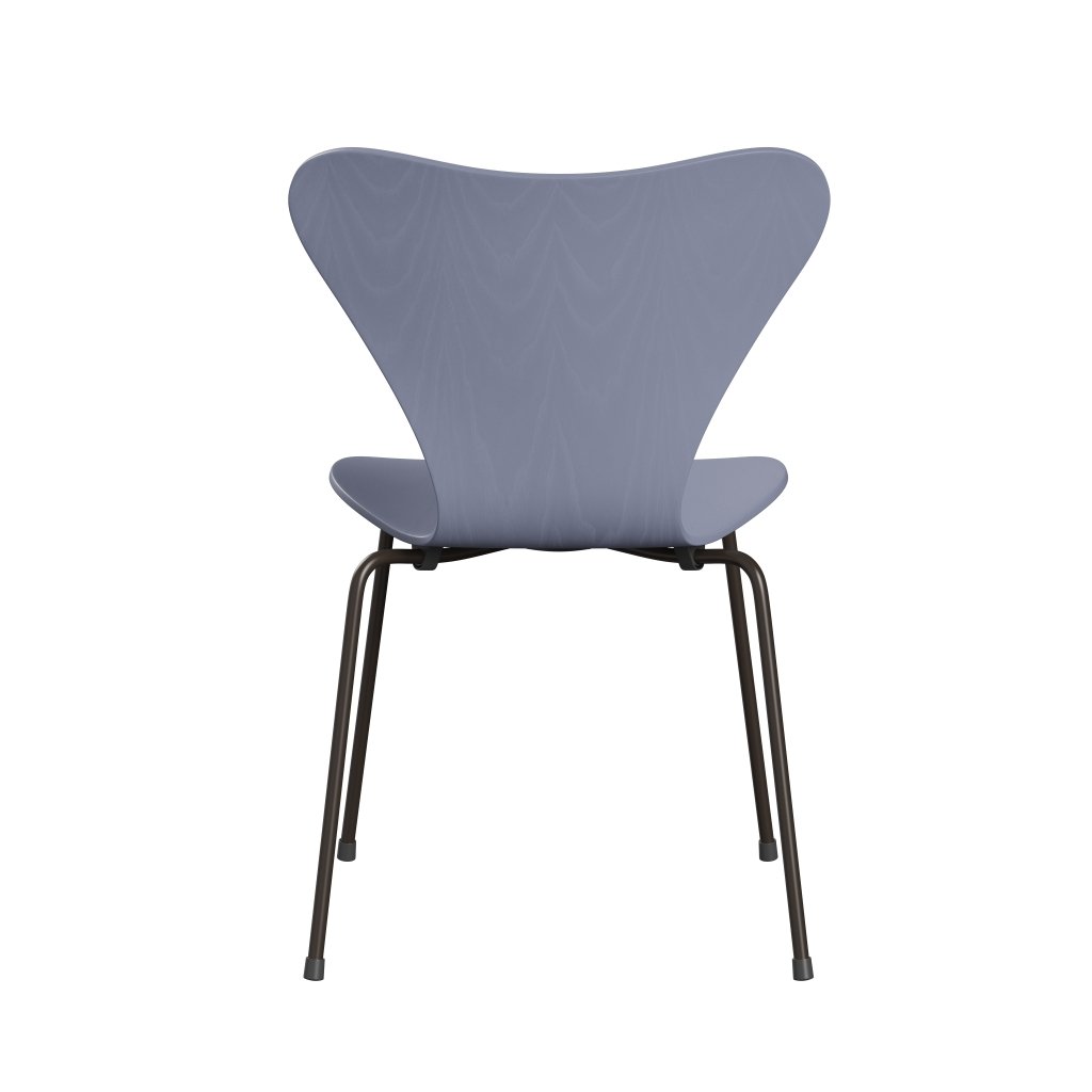 Fritz Hansen 3107 stoel niet -gestoffeerd, bruin bronzen/geverfde as lavendel blauw