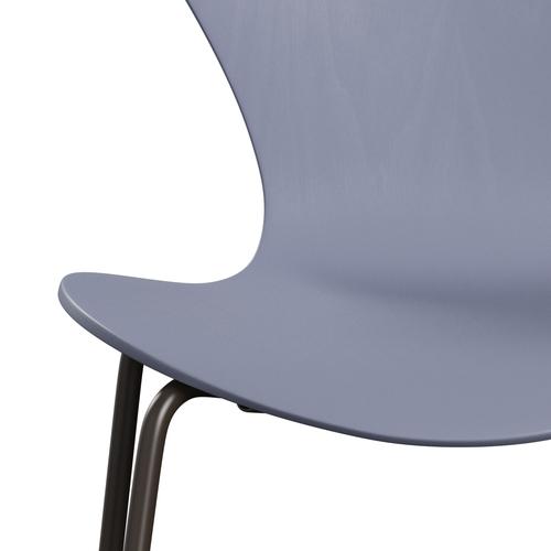 Fritz Hansen 3107 stoel niet -gestoffeerd, bruin bronzen/geverfde as lavendel blauw