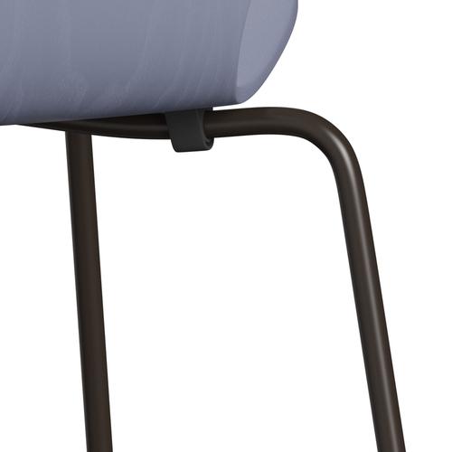 Fritz Hansen 3107 stoel niet -gestoffeerd, bruin bronzen/geverfde as lavendel blauw