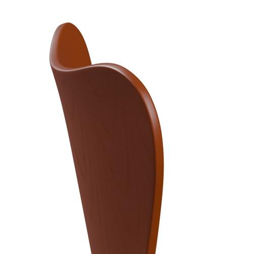 Fritz Hansen 3107 Stuhl ungepolstert, Braun Bronze/gefärbte Esche Paradise Orange