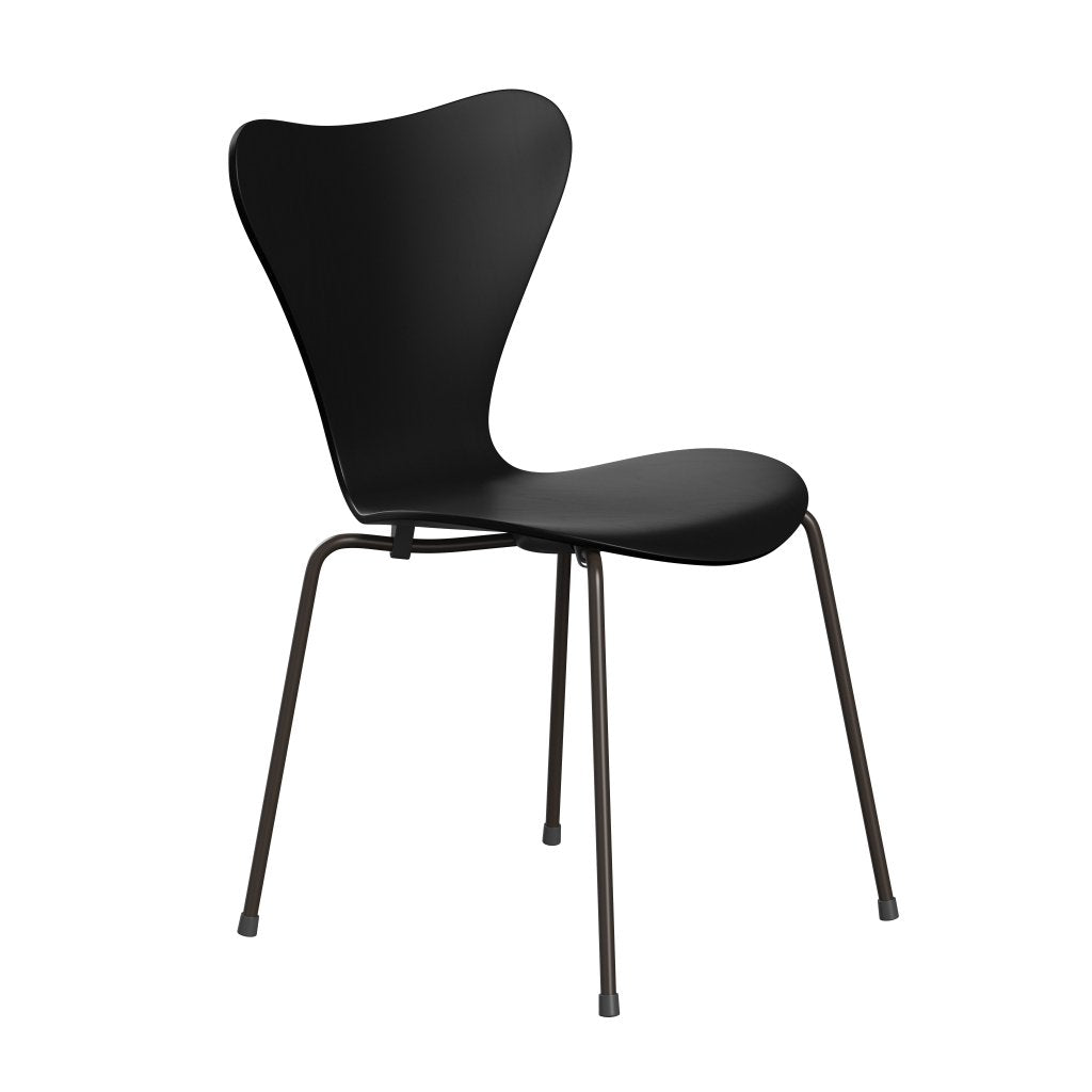 Fritz Hansen 3107 Stuhl ungepolstert, Braunbronze/Schwarzgefärbte Esche