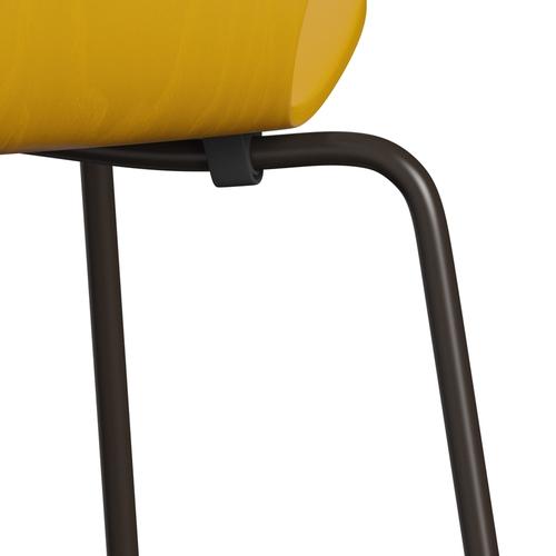 Fritz Hansen 3107 Stol UnupHolstered, Brown Bronze/Dyed Ash True Yellow