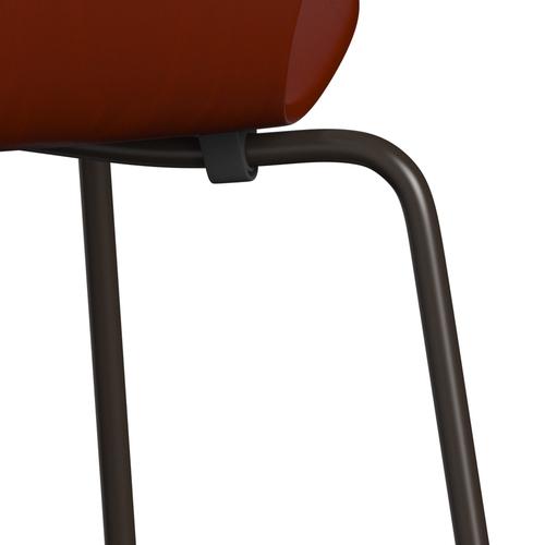 Fritz Hansen 3107 chaise inupsie, bronze brun / cendre teint rouge vénitien rouge