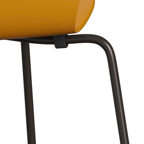 Sedia Fritz Hansen 3107 non uffolisca, bronzo marrone/giallo bruciato laccato