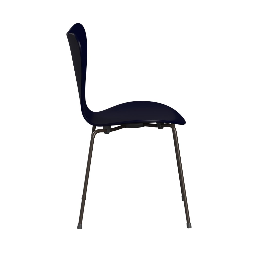 Fritz Hansen 3107 Chair Unupholstered, Brown Bronze/Lacquered Midnight Blue