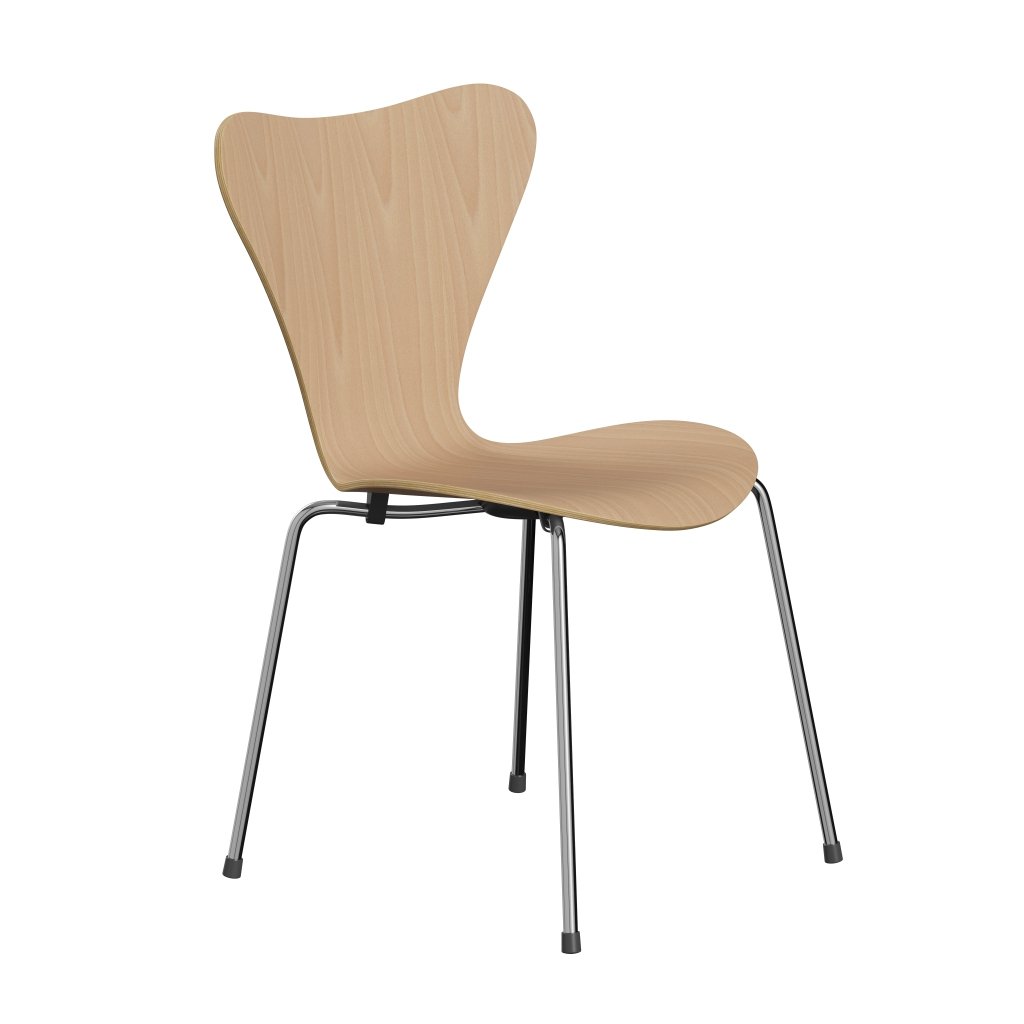 Fritz Hansen 3107 sedia non uffolstere, impiallacciatura cromata/faggio naturale