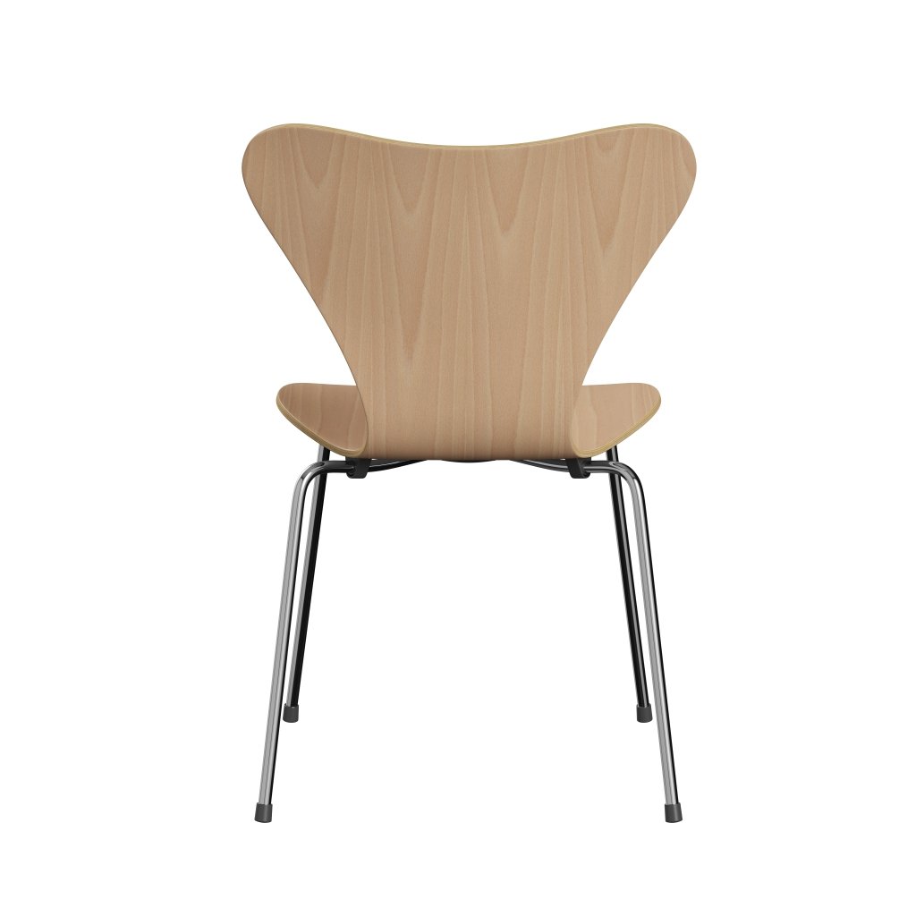 Fritz Hansen 3107 Chair Unupholstered, Chrome/Beech Veneer Natural