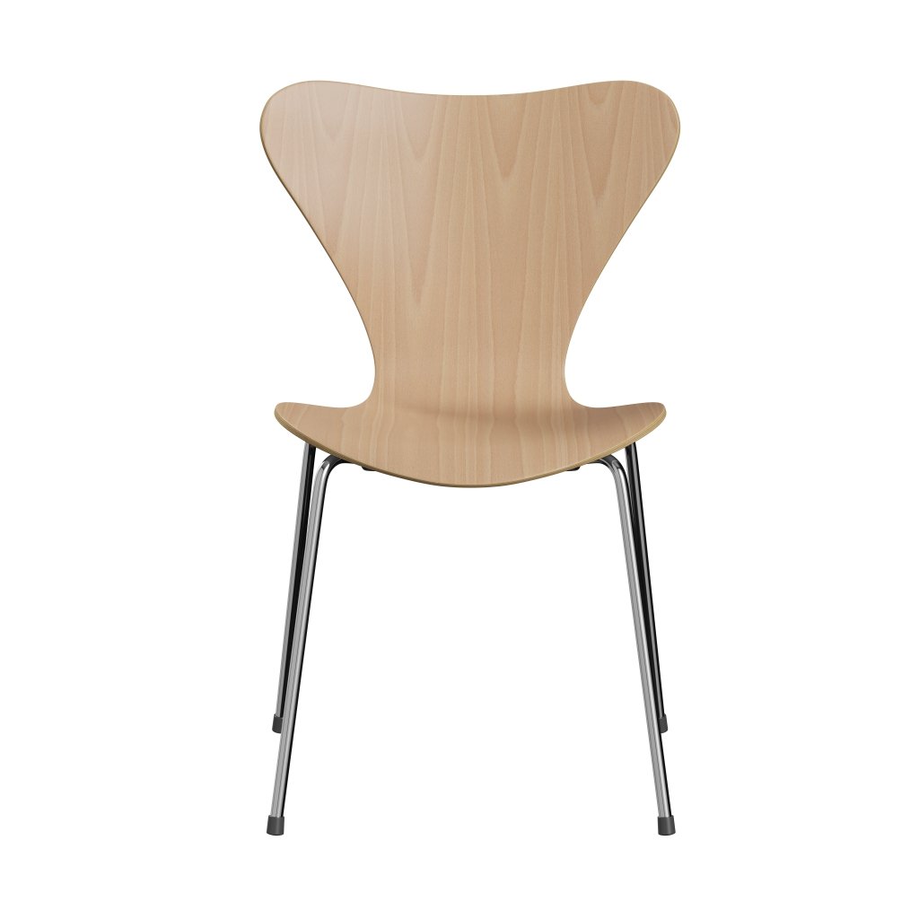 Fritz Hansen 3107 Stuhl ungepolstert, Chrom/Buche Furnier Natur