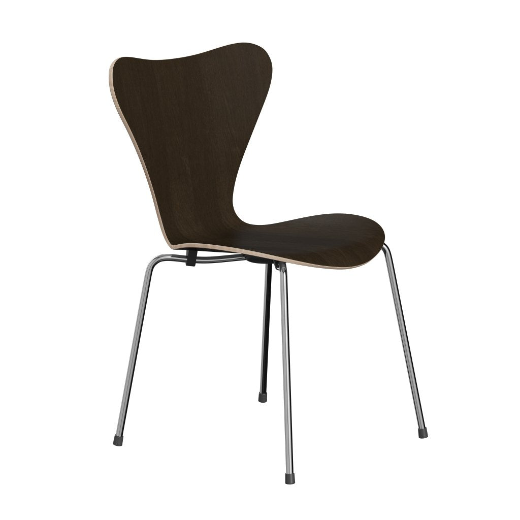 Fritz Hansen 3107 sedia non ufflorata, rivestimento di quercia color cromo/scuro naturale