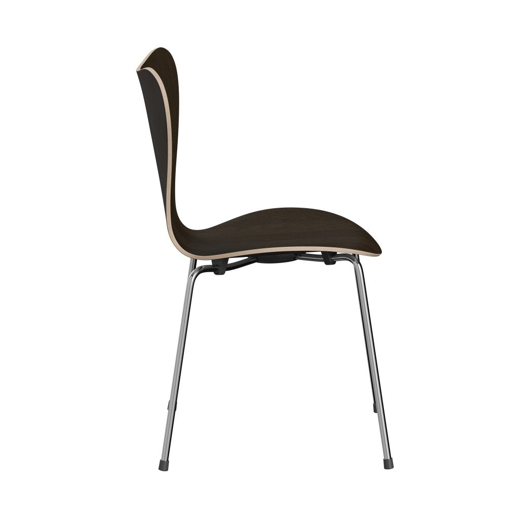 Fritz Hansen 3107 sedia non ufflorata, rivestimento di quercia color cromo/scuro naturale