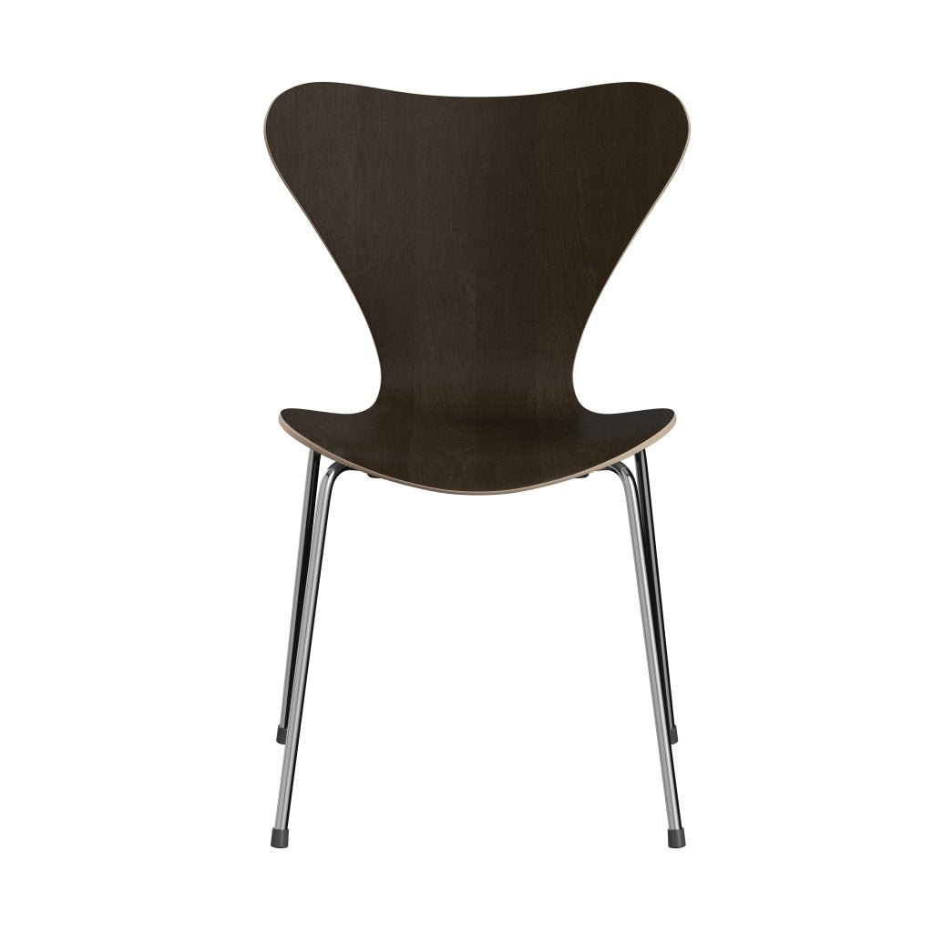 Fritz Hansen 3107 sedia non ufflorata, rivestimento di quercia color cromo/scuro naturale