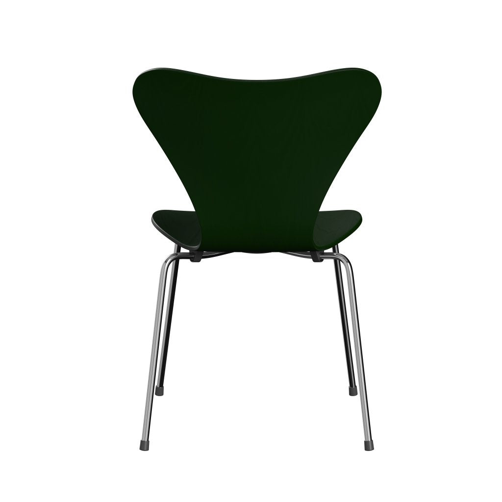 Fritz Hansen 3107 Stol Upholstered, Chrome/Dyed Ash Evergreen