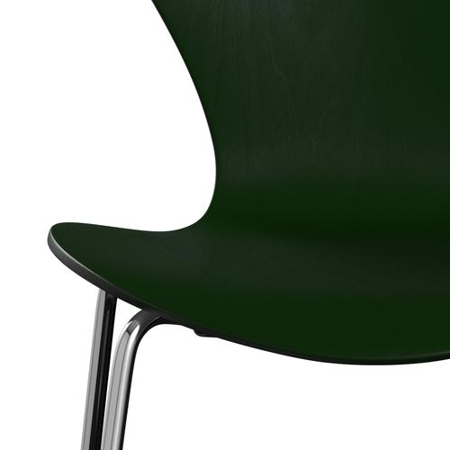 Fritz Hansen 3107 Stol Upholstered, Chrome/Dyed Ash Evergreen