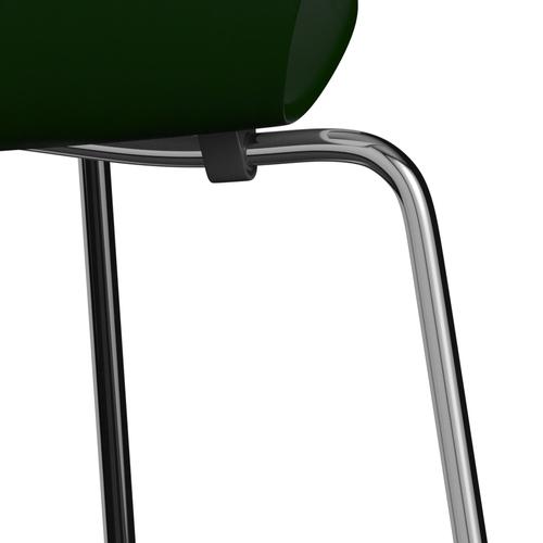 Fritz Hansen 3107 Stol Upholstered, Chrome/Dyed Ash Evergreen