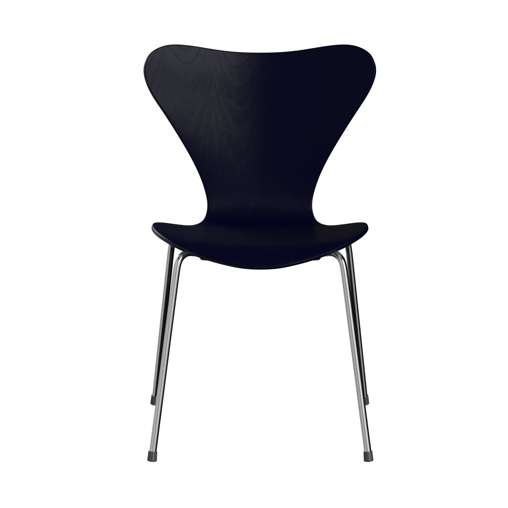 Fritz Hansen 3107 sedia non ufflorata, cromata/tintura di cenere di mezzanotte blu