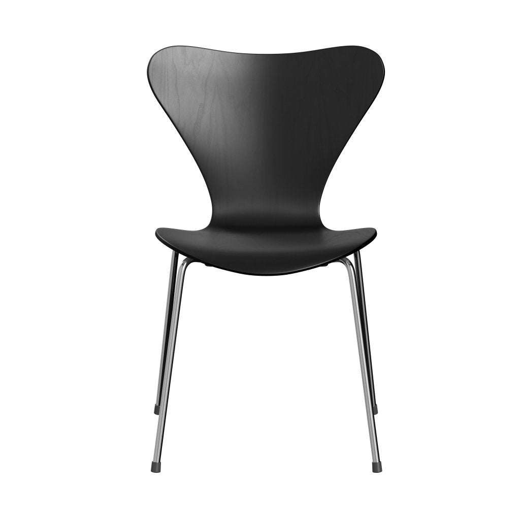 Fritz Hansen 3107 Stuhl ungepolstert, Chrom/Esche schwarz gefärbt