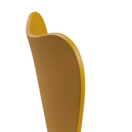 Fritz Hansen 3107 Silla sin supervoltura, cromada/ceniza teñida True Yellow