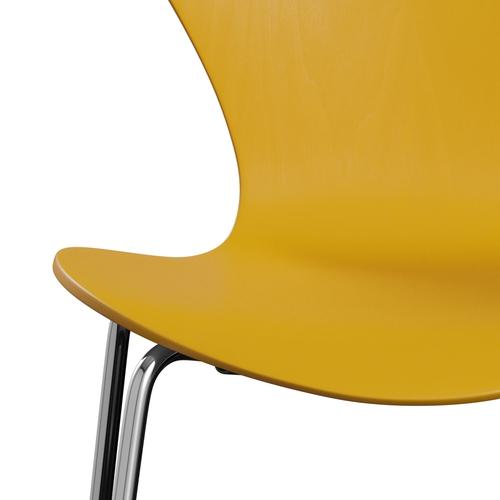 Fritz Hansen 3107 chaise unophastered, chrome / cendre teint vrai jaune