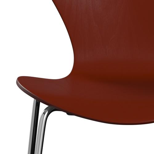 Fritz Hansen 3107 Stol UnupHolstered, Chrome/Dyed Ash Venetian Red