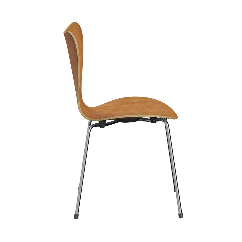 Fritz Hansen 3107 stoel niet -gestoffeerd, Chrome/Cherry Fineer Natural