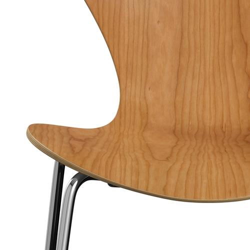 Fritz Hansen 3107 stoel niet -gestoffeerd, Chrome/Cherry Fineer Natural