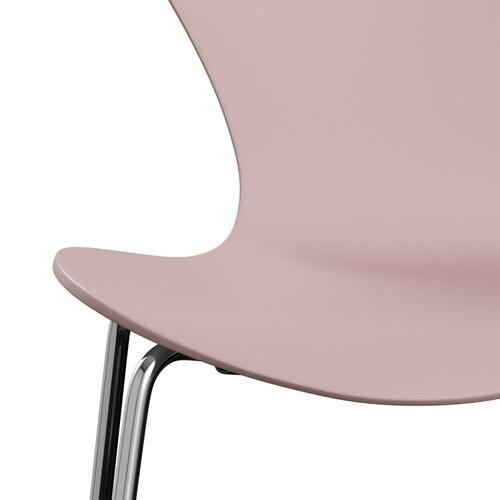 Fritz Hansen 3107 Silla sin supervoltura, cromada/rosa pálida lacada