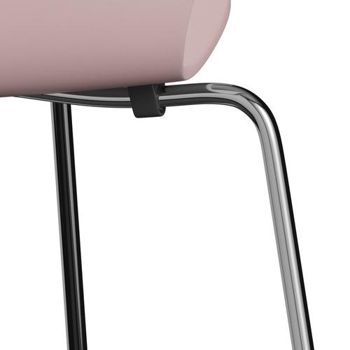 Fritz Hansen 3107 chaise unophastered, chrome / laquée rose pâle