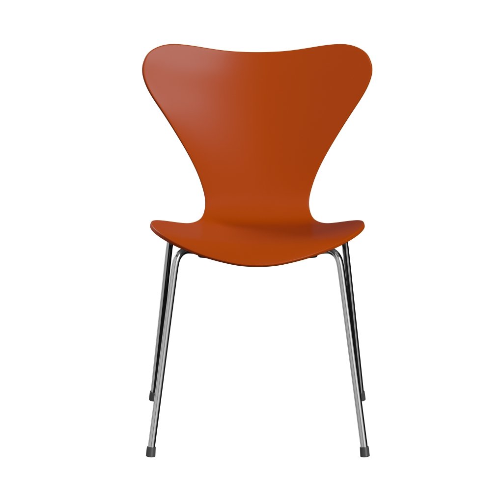 Fritz Hansen 3107 chaise unophastered, chrome / laquée paradis orange