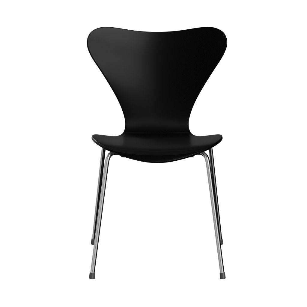 Fritz Hansen 3107 Stuhl ungepolstert, Chrom/Schwarz lackiert