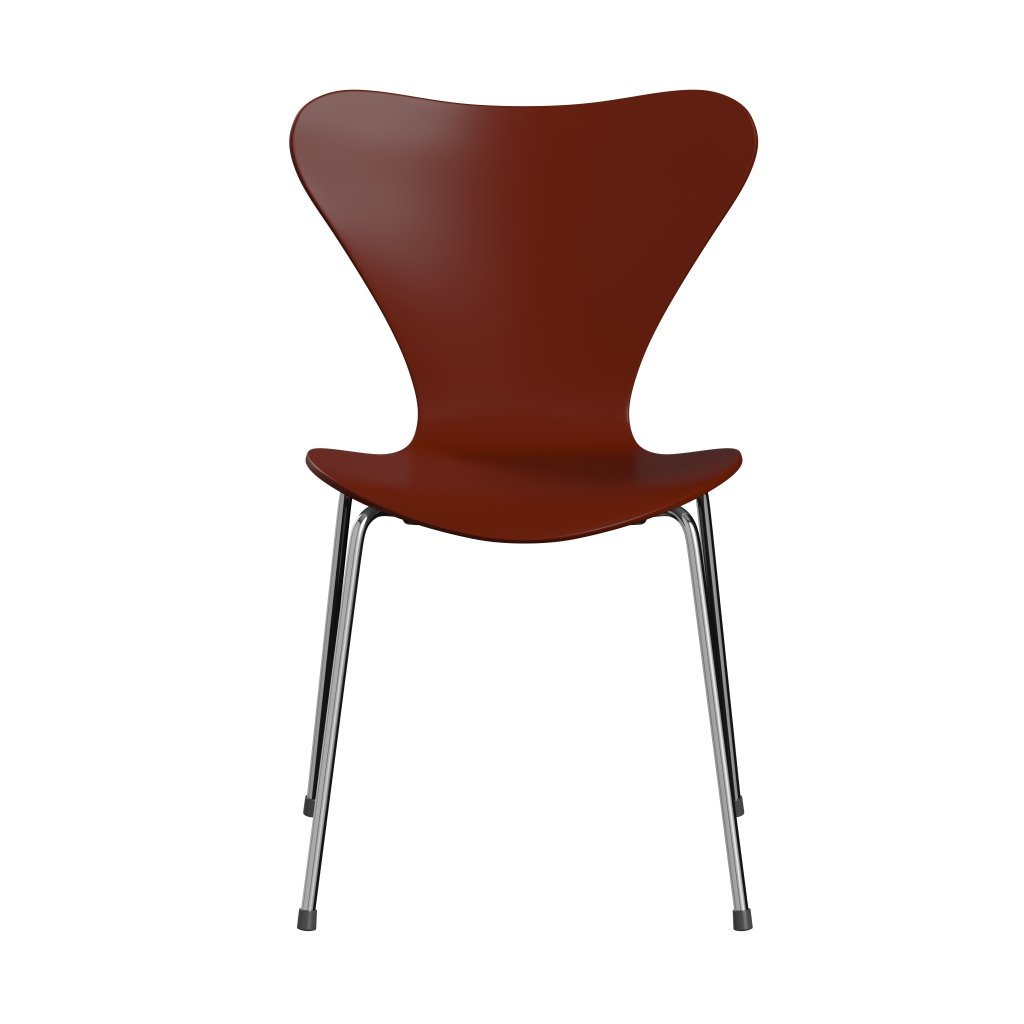 Fritz Hansen 3107 sedia non ufflorata, cromata/laccata rossa veneziana