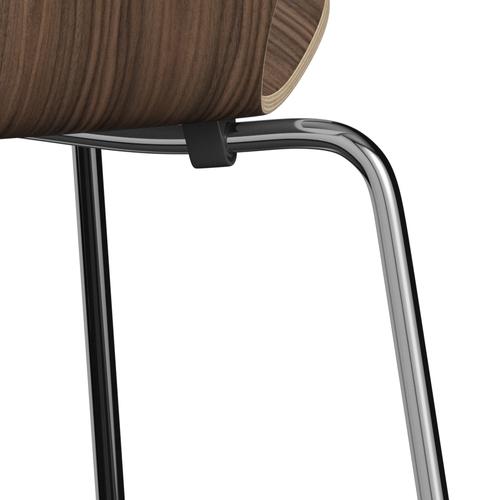 Fritz Hansen 3107 Stol UnupHolstered, Chrome/Walnut Finer Natural