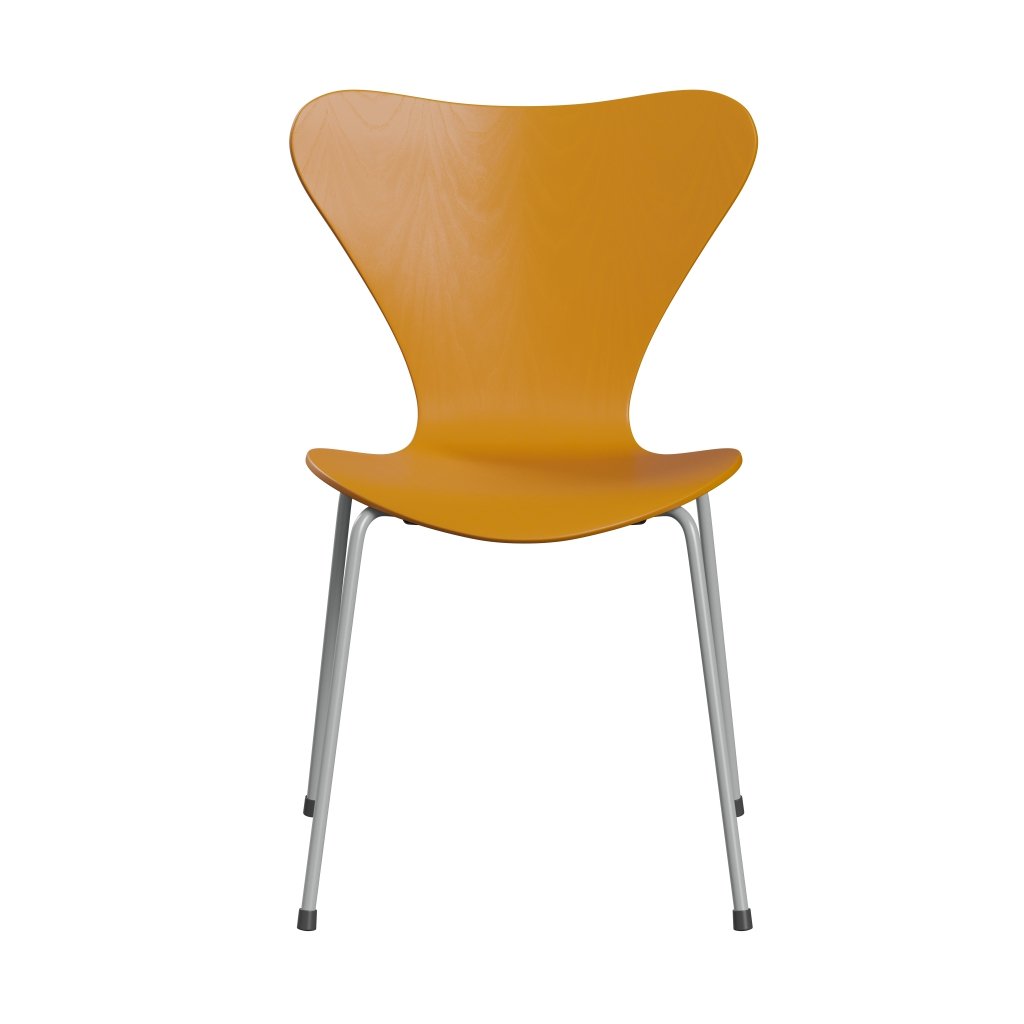 Fritz Hansen 3107 Stuhl ungepolstert, Nine Grey/Dyed Ash Burnt Yellow