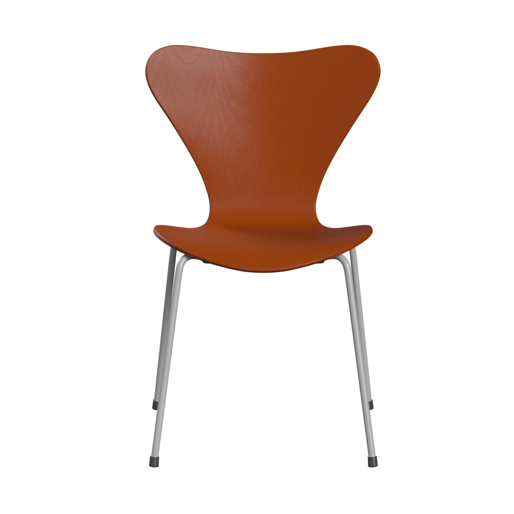 Fritz Hansen 3107 Stol UnupHolstered, Nine Gray/Colored Ash Paradise Orange