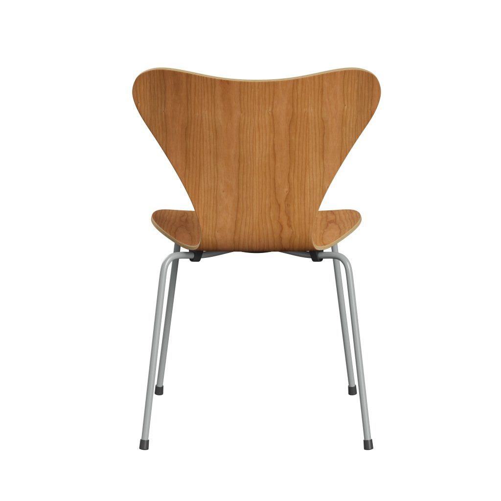 Fritz Hansen 3107 Stuhl ungepolstert, Neungrau/Kirschfurnier Natur